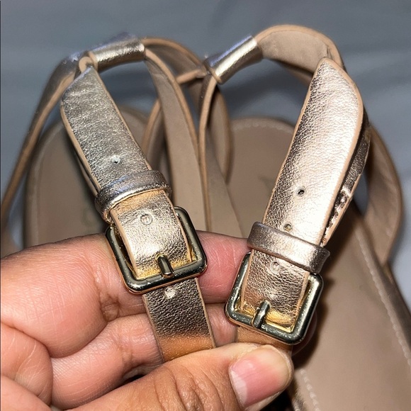 Aldo Gold Wedge Sandals with Buckle Detail used good condition - Picture 10 of 13